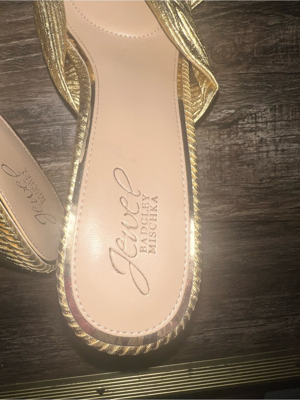 Badgley Mischka Metallic Gold Knotted Wedge Sandal - Picture 5 of 7